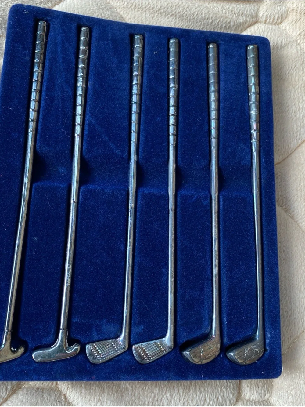 Silverplated Golf Stir Cocktail Sticks Set of 6 VTG International Silver Co.